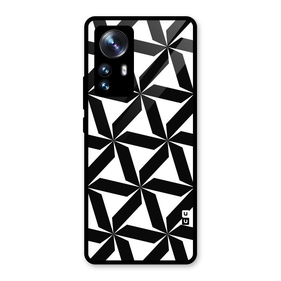 Black White Fan Design Glass Back Case for Xiaomi 12 Pro