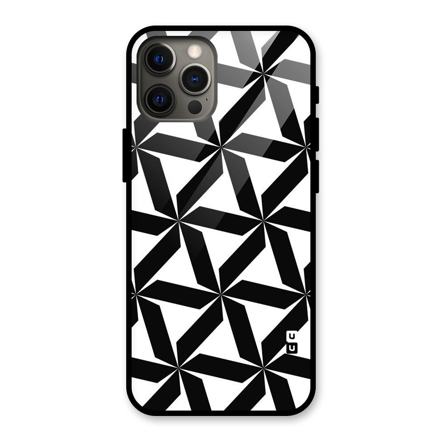 Black White Fan Design Glass Back Case for iPhone 12 Pro Max