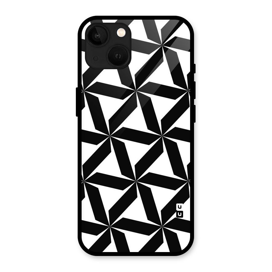 Black White Fan Design Glass Back Case for iPhone 13