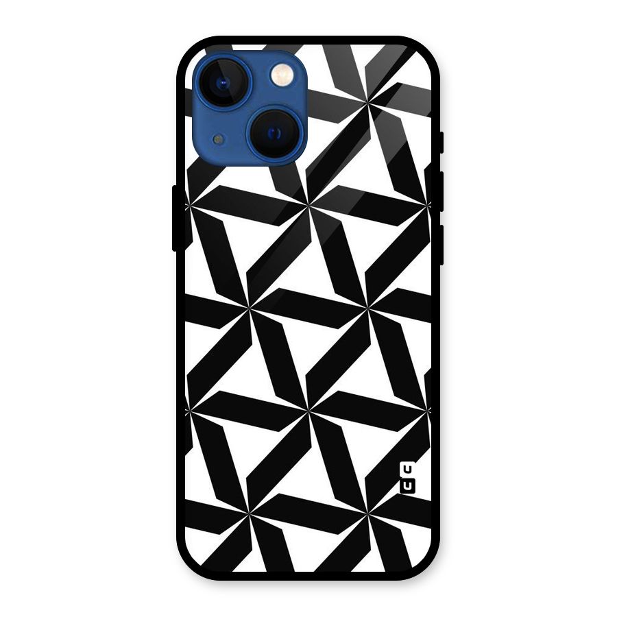 Black White Fan Design Glass Back Case for iPhone 13 Mini
