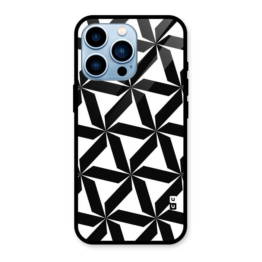 Black White Fan Design Glass Back Case for iPhone 13 Pro