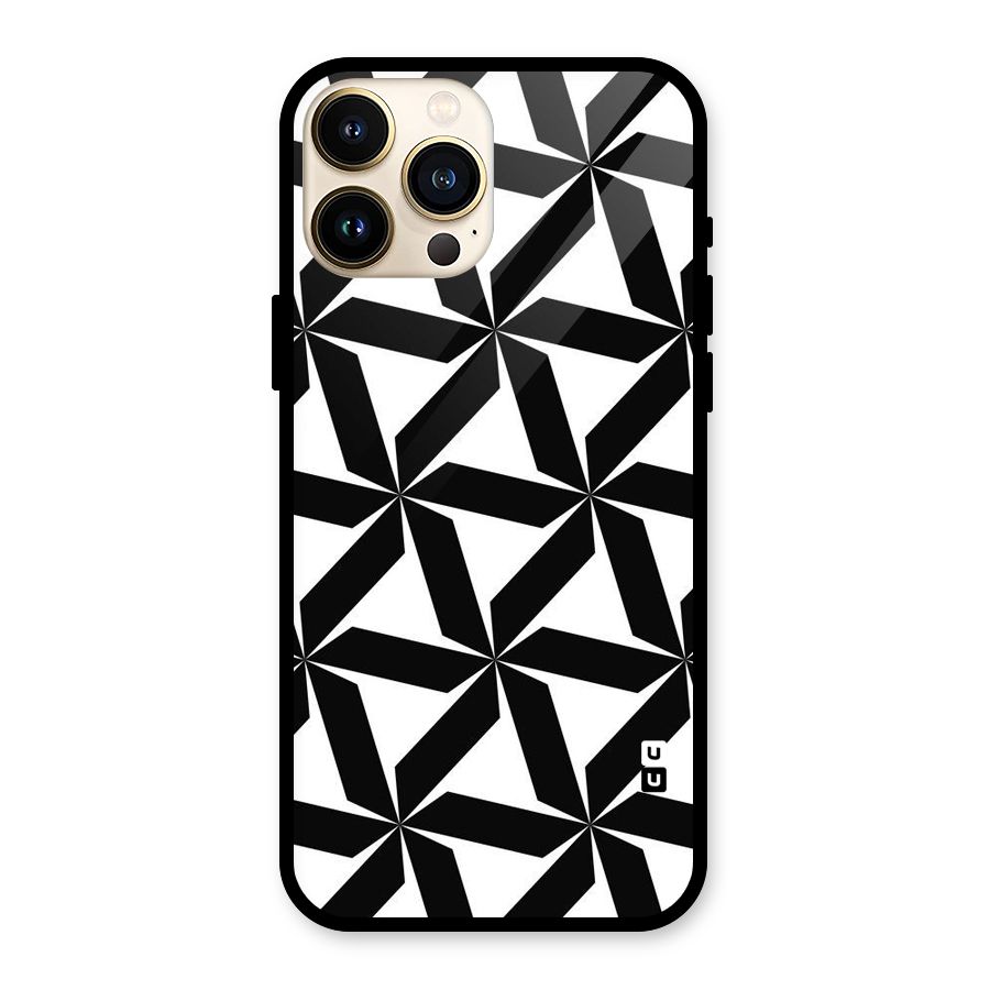 Black White Fan Design Glass Back Case for iPhone 13 Pro Max