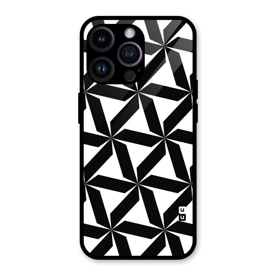 Black White Fan Design Glass Back Case for iPhone 14 Pro Max