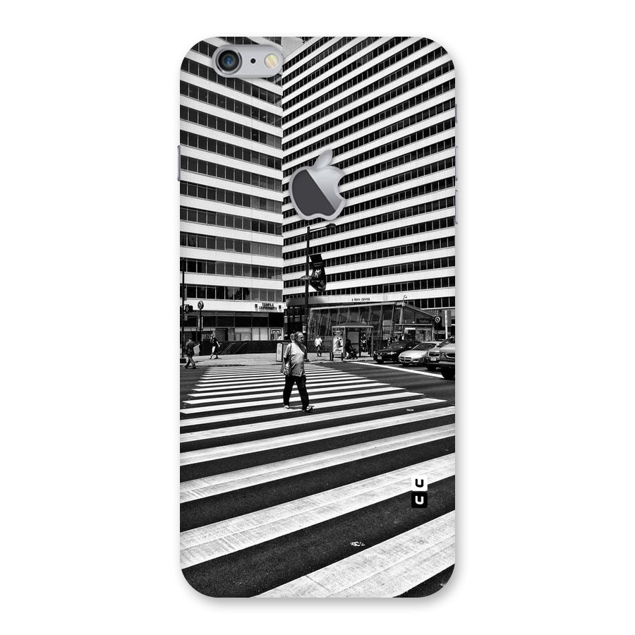 Black White Perspective Back Case for iPhone 6 Plus 6S Plus Logo Cut