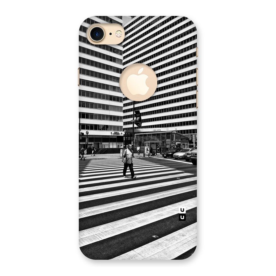 Black White Perspective Back Case for iPhone 7 Logo Cut