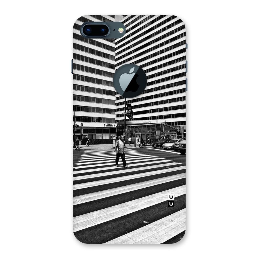 Black White Perspective Back Case for iPhone 7 Plus Logo Cut