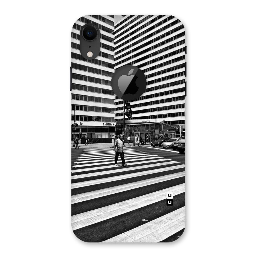 Black White Perspective Back Case for iPhone XR Logo Cut