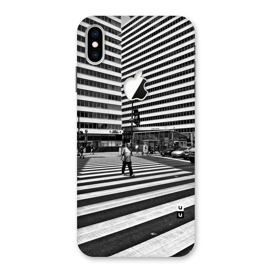 Black White Perspective Back Case for iPhone XS Max Apple Cut