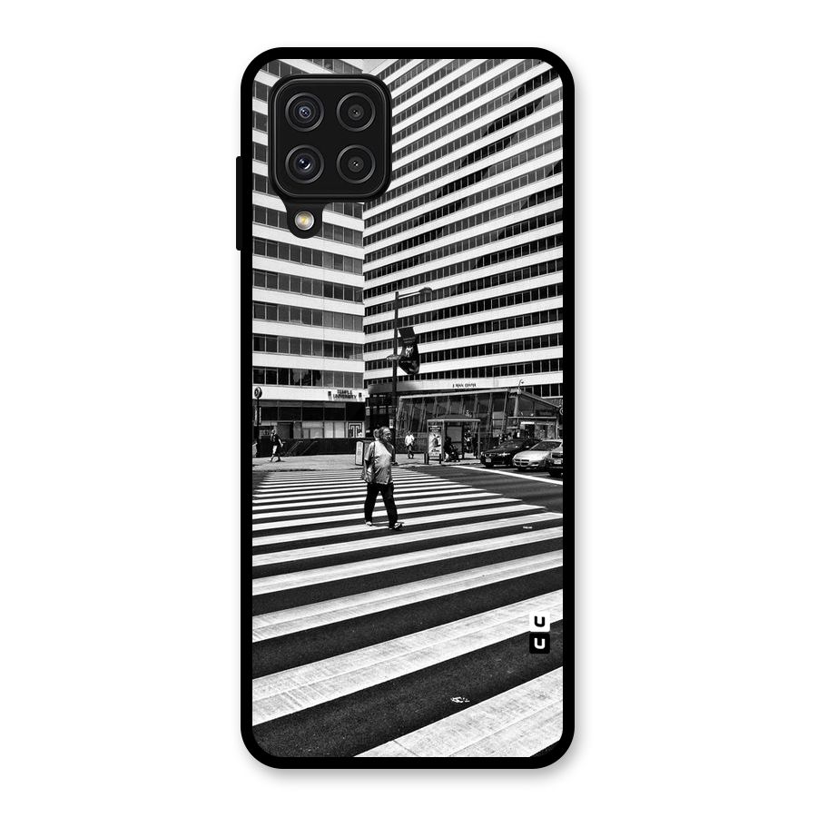 Black White Perspective Glass Back Case for Galaxy A22 4G