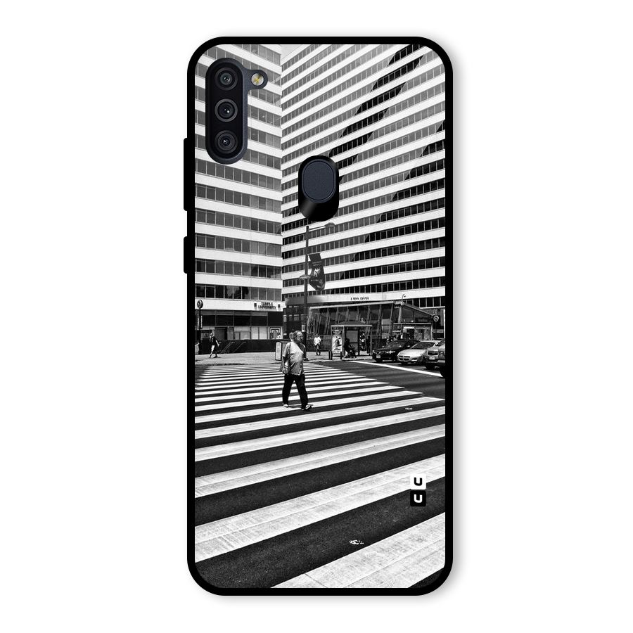 Black White Perspective Glass Back Case for Galaxy M11