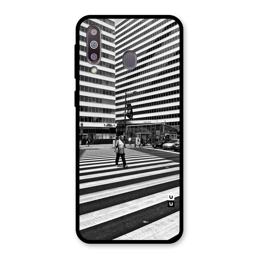 Black White Perspective Glass Back Case for Galaxy M30