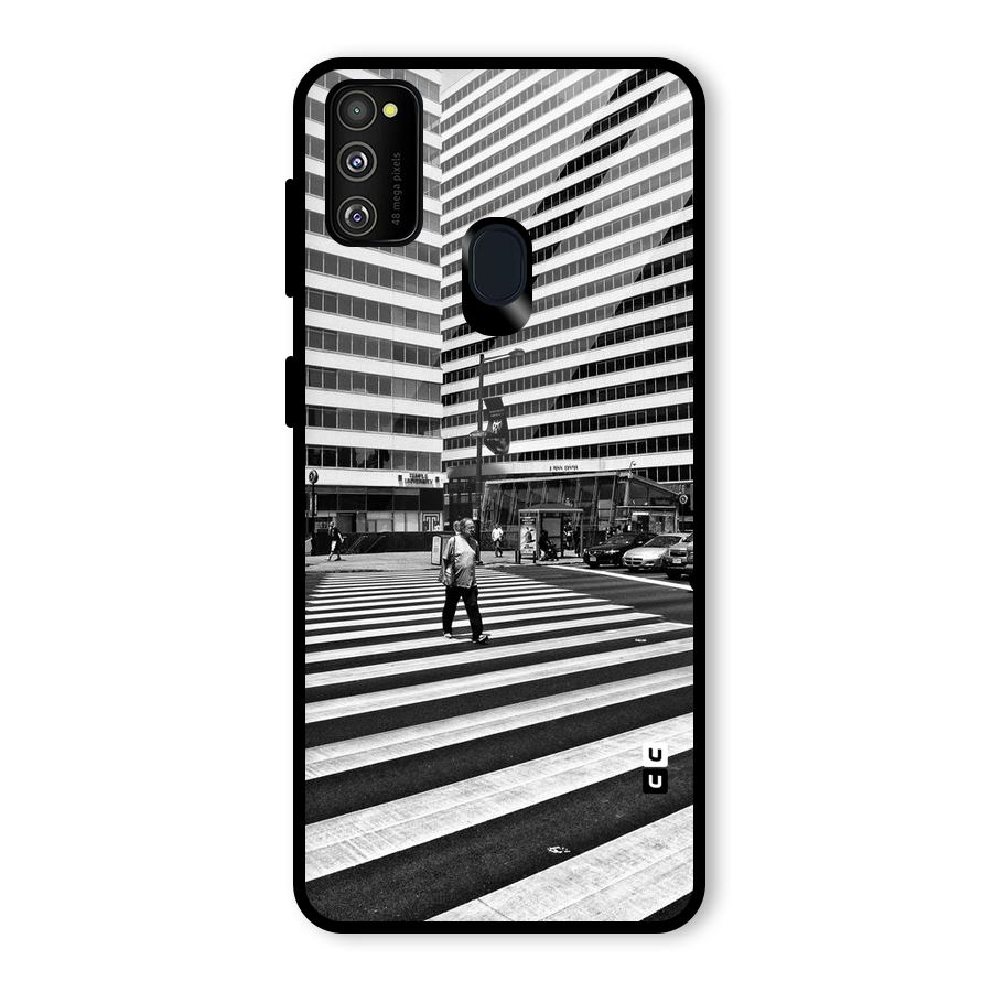 Black White Perspective Glass Back Case for Galaxy M30s
