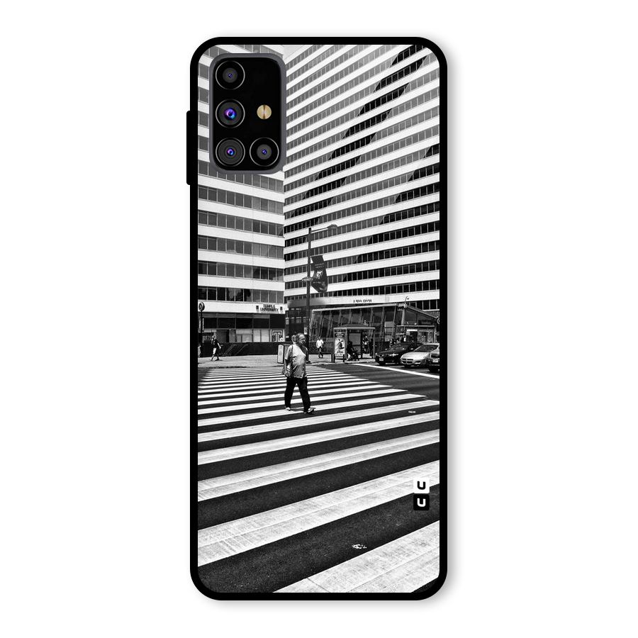 Black White Perspective Glass Back Case for Galaxy M31s