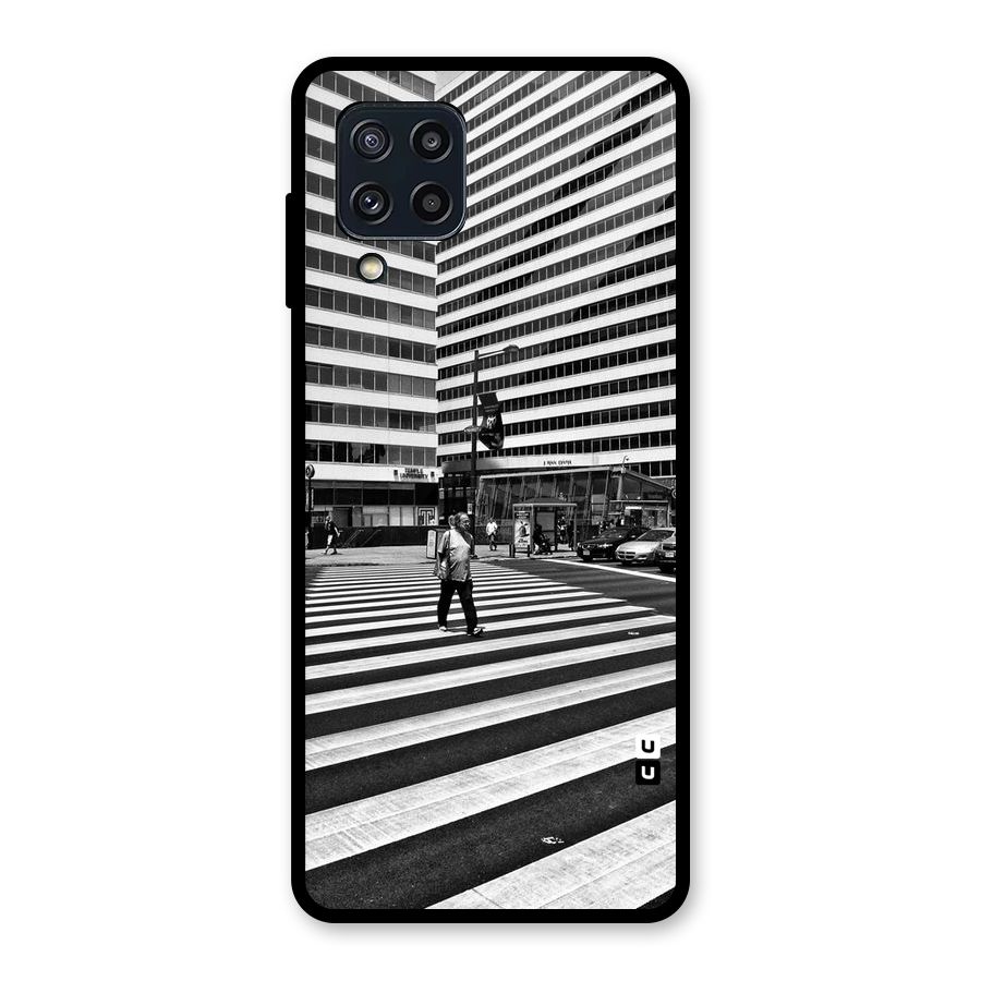 Black White Perspective Glass Back Case for Galaxy M32