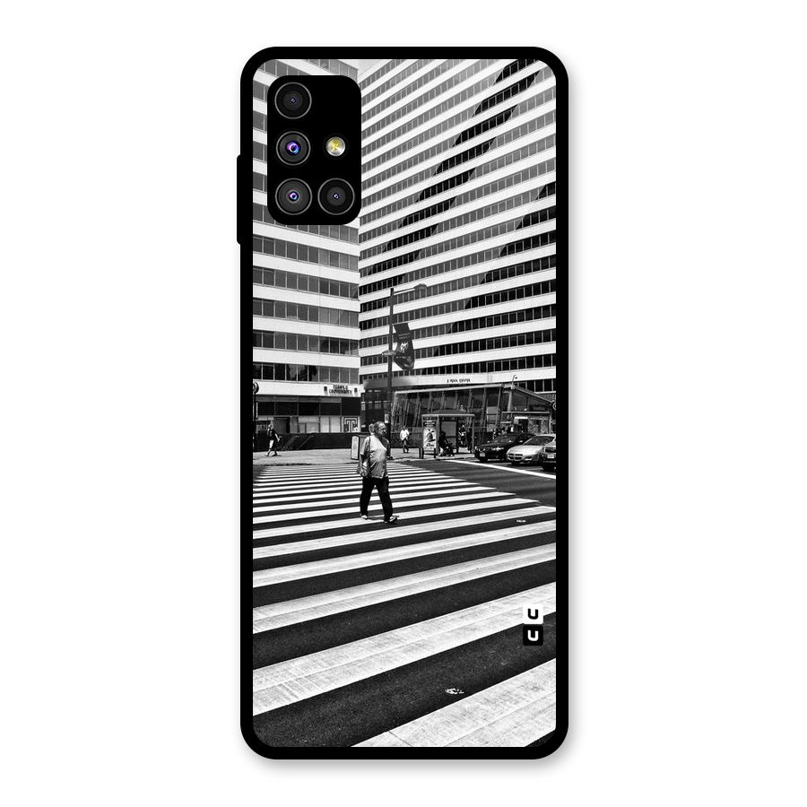 Black White Perspective Glass Back Case for Galaxy M51