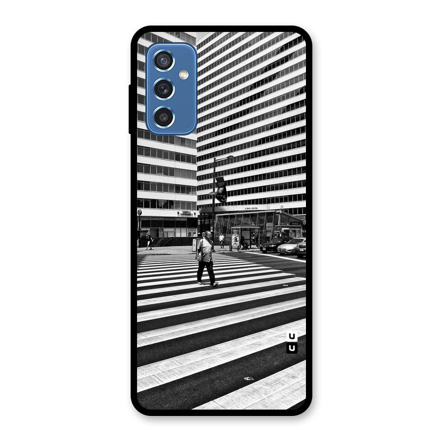 Black White Perspective Glass Back Case for Galaxy M52 5G