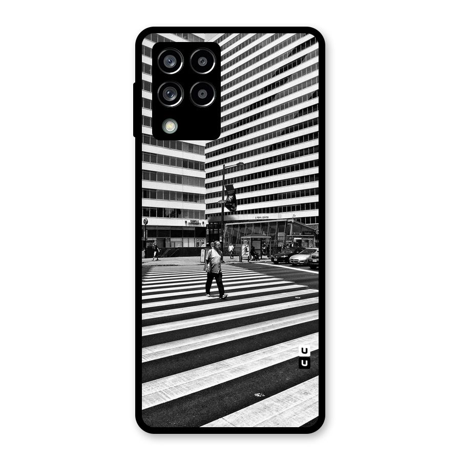 Black White Perspective Glass Back Case for Galaxy M53 5G