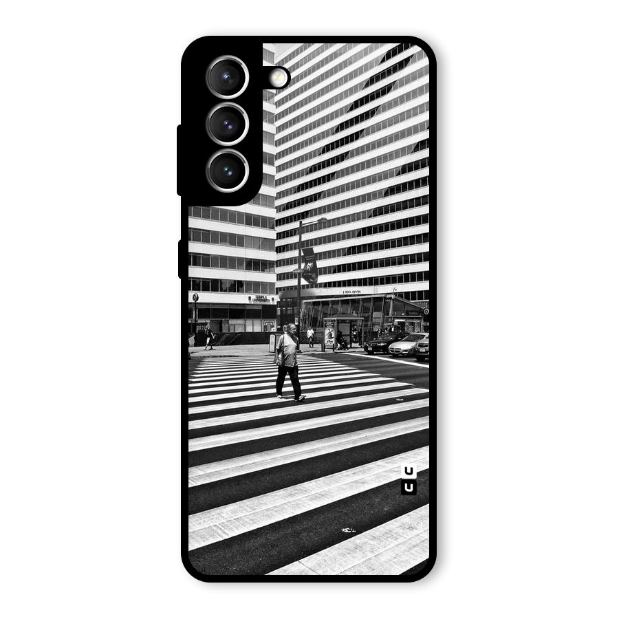 Black White Perspective Glass Back Case for Galaxy S21 5G
