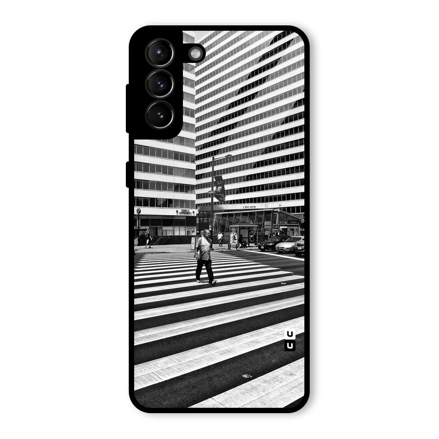 Black White Perspective Glass Back Case for Galaxy S21 Plus
