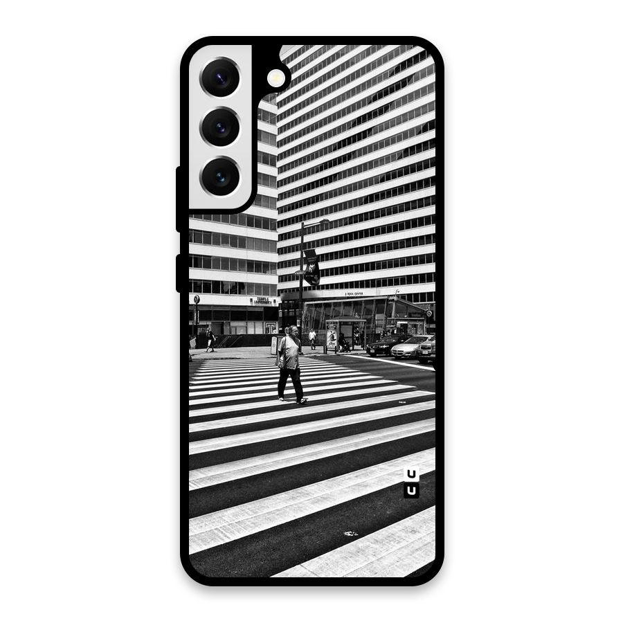 Black White Perspective Glass Back Case for Galaxy S22 Plus 5G