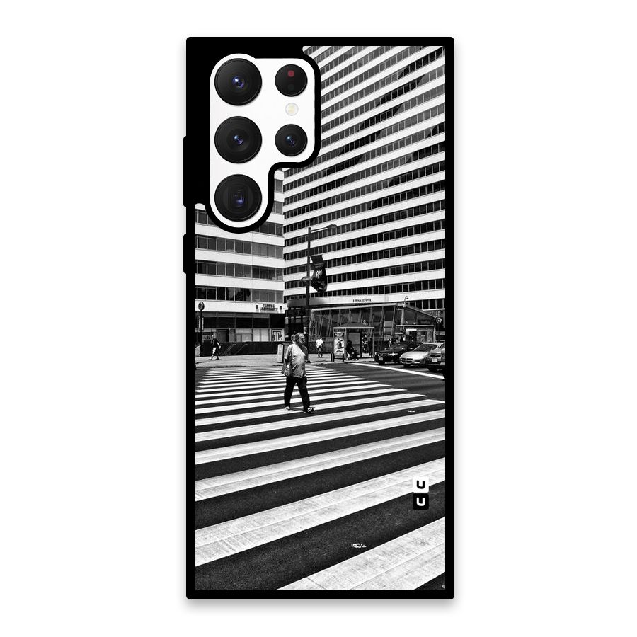 Black White Perspective Glass Back Case for Galaxy S22 Ultra 5G