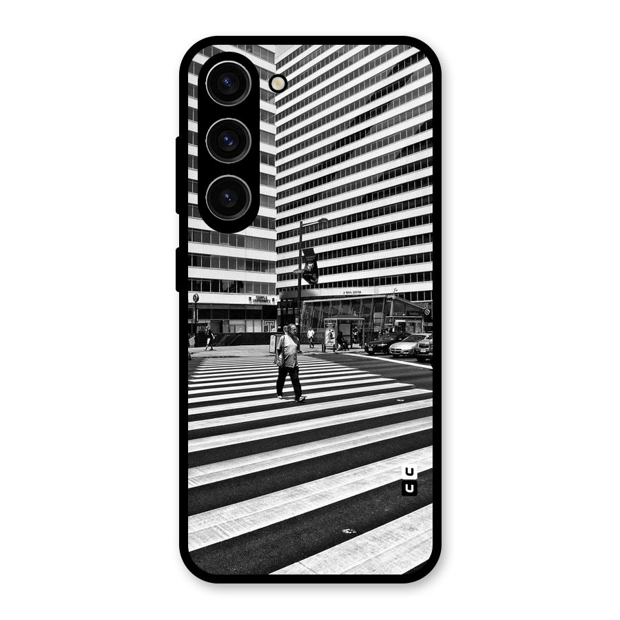 Black White Perspective Glass Back Case for Galaxy S23