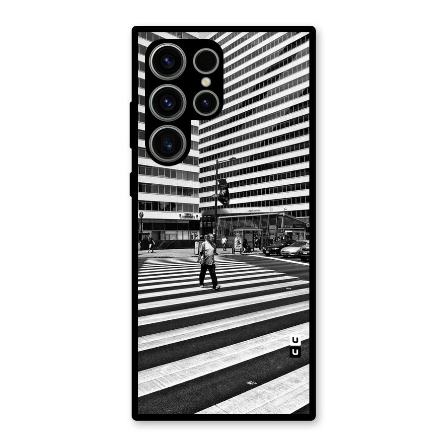 Black White Perspective Glass Back Case for Galaxy S23 Ultra