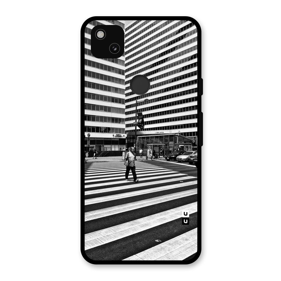 Black White Perspective Glass Back Case for Google Pixel 4a