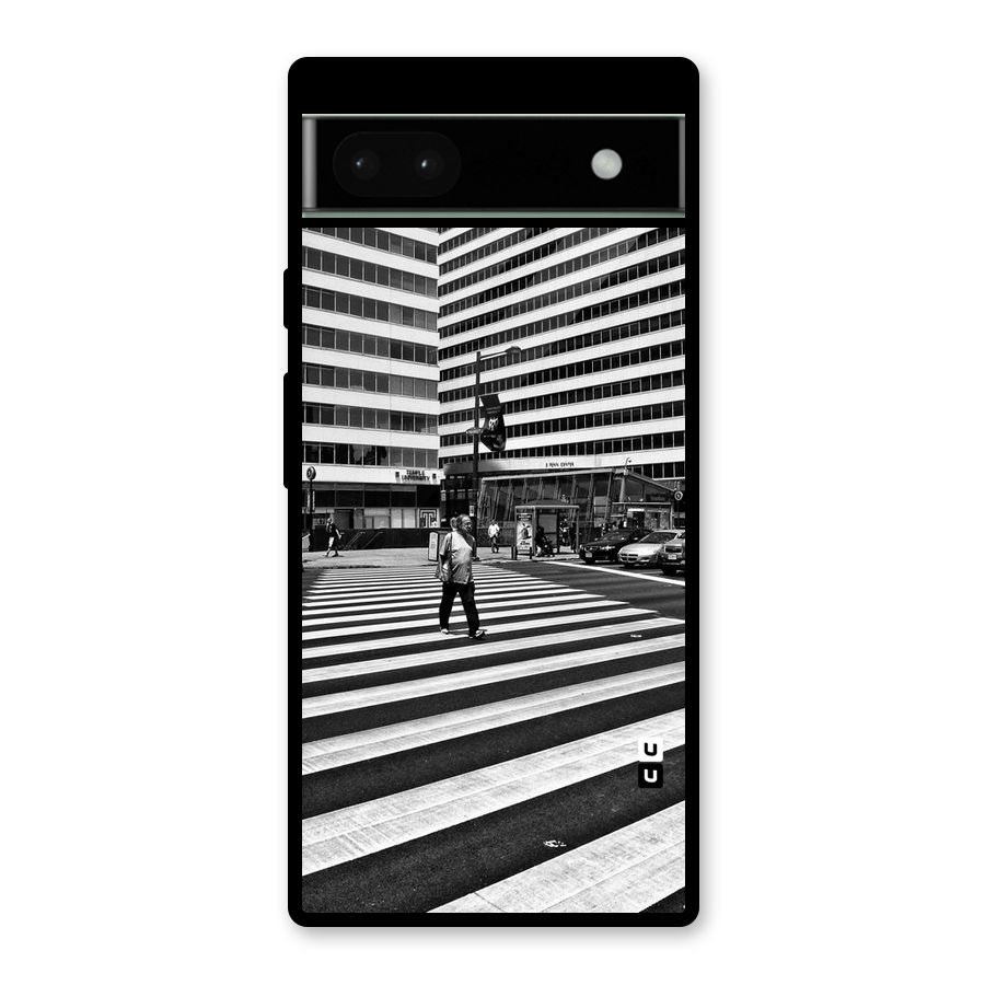 Black White Perspective Glass Back Case for Google Pixel 6a