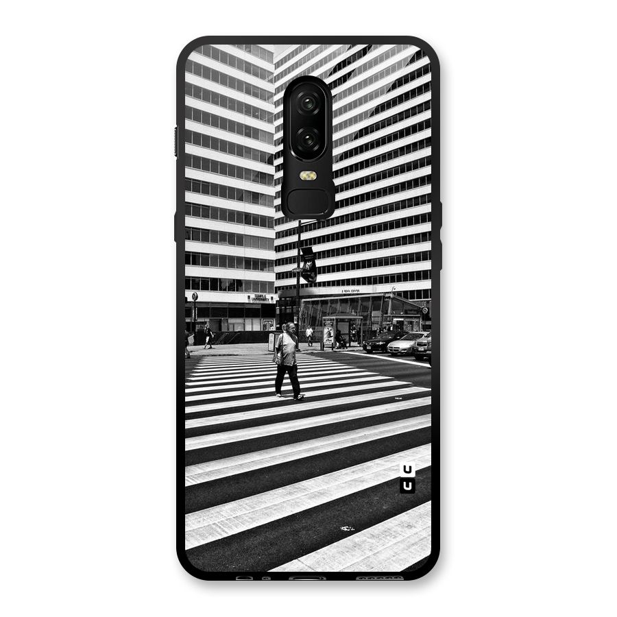 Black White Perspective Glass Back Case for OnePlus 6