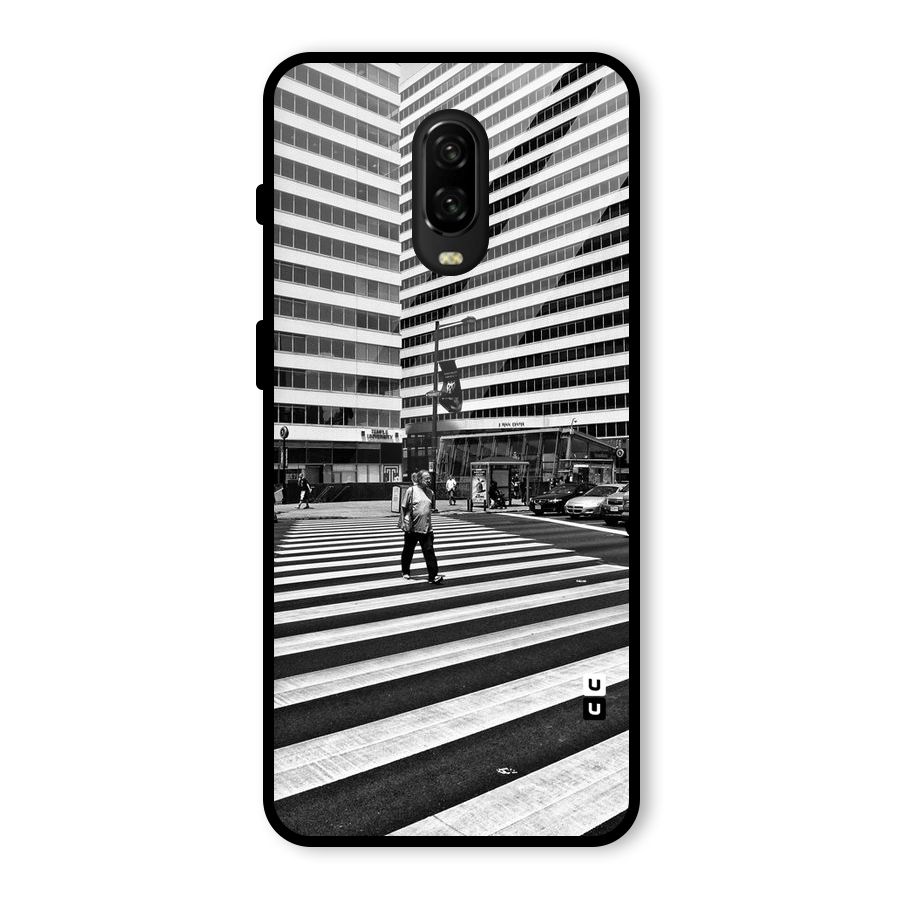 Black White Perspective Glass Back Case for OnePlus 6T