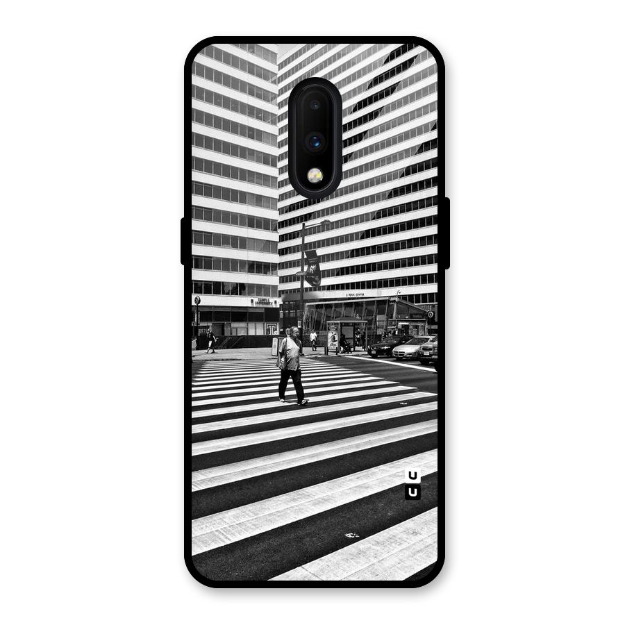 Black White Perspective Glass Back Case for OnePlus 7