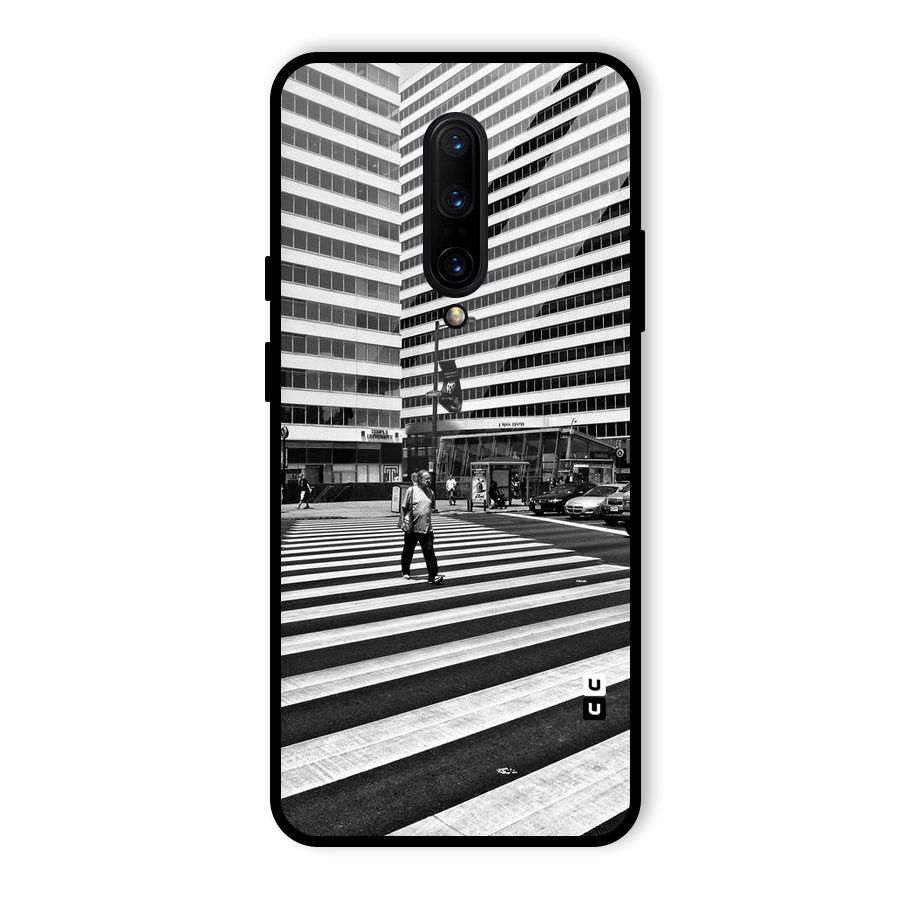 Black White Perspective Glass Back Case for OnePlus 7 Pro