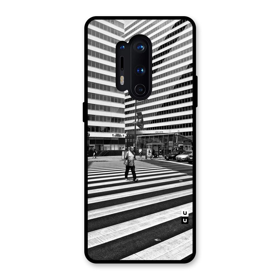 Black White Perspective Glass Back Case for OnePlus 8 Pro