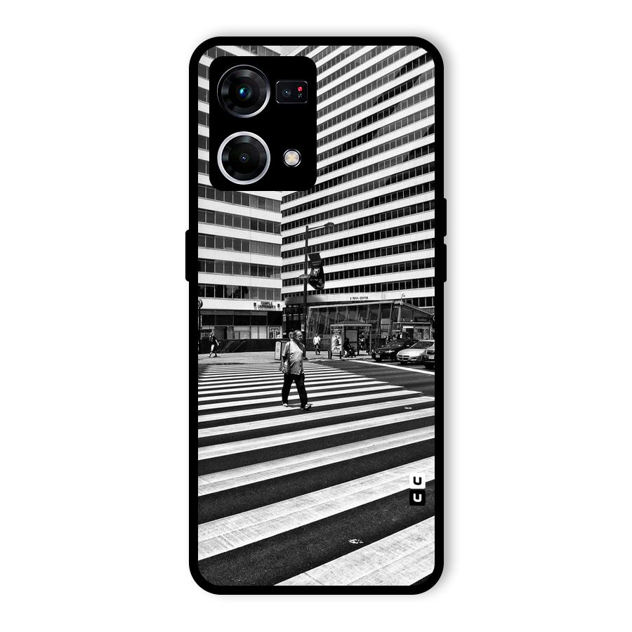 Black White Perspective Glass Back Case for Oppo F21 Pro 4G