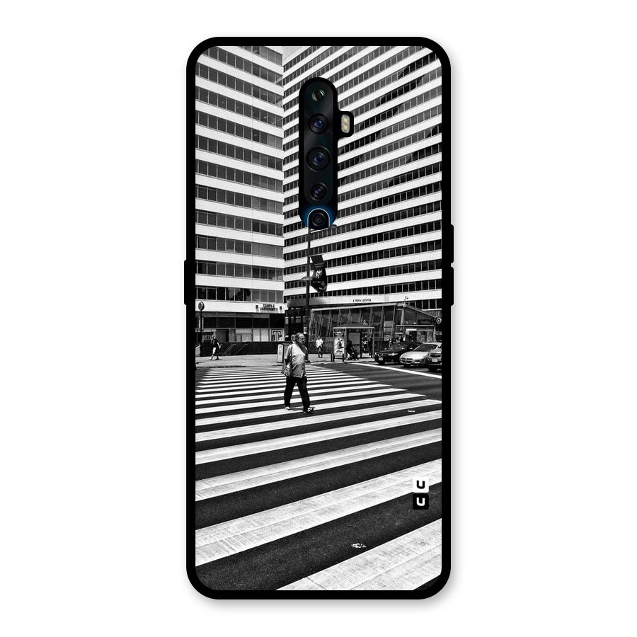 Black White Perspective Glass Back Case for Oppo Reno2 F