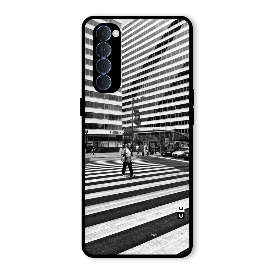Black White Perspective Glass Back Case for Oppo Reno4 Pro