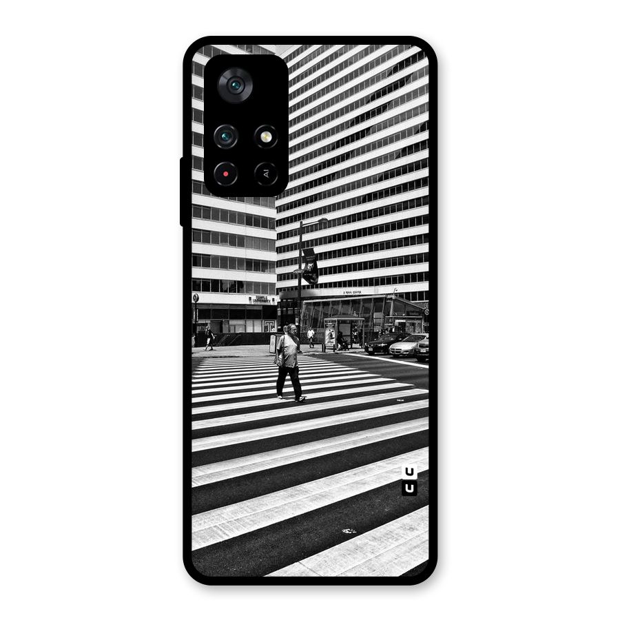 Black White Perspective Glass Back Case for Poco M4 Pro 5G
