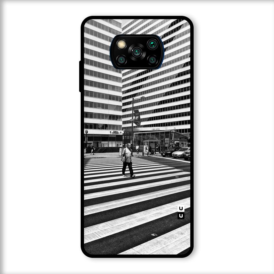 Black White Perspective Glass Back Case for Poco X3