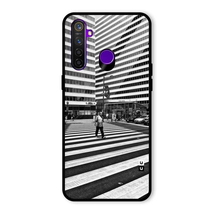 Black White Perspective Glass Back Case for Realme 5 Pro