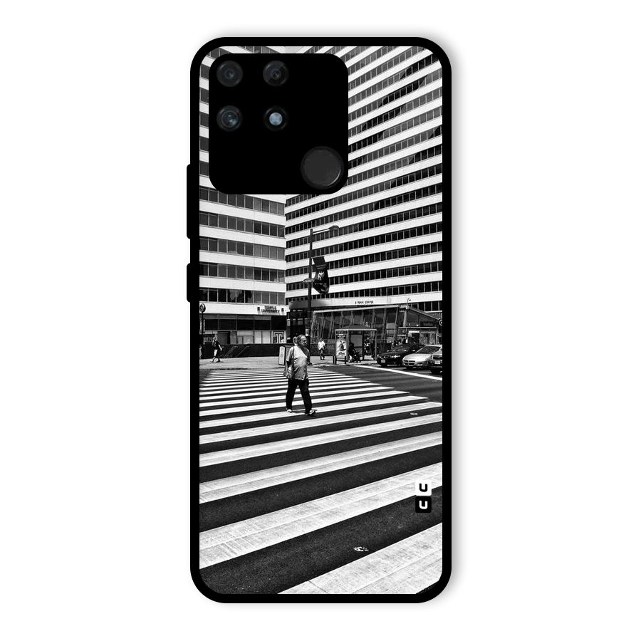 Black White Perspective Glass Back Case for Realme Narzo 50A