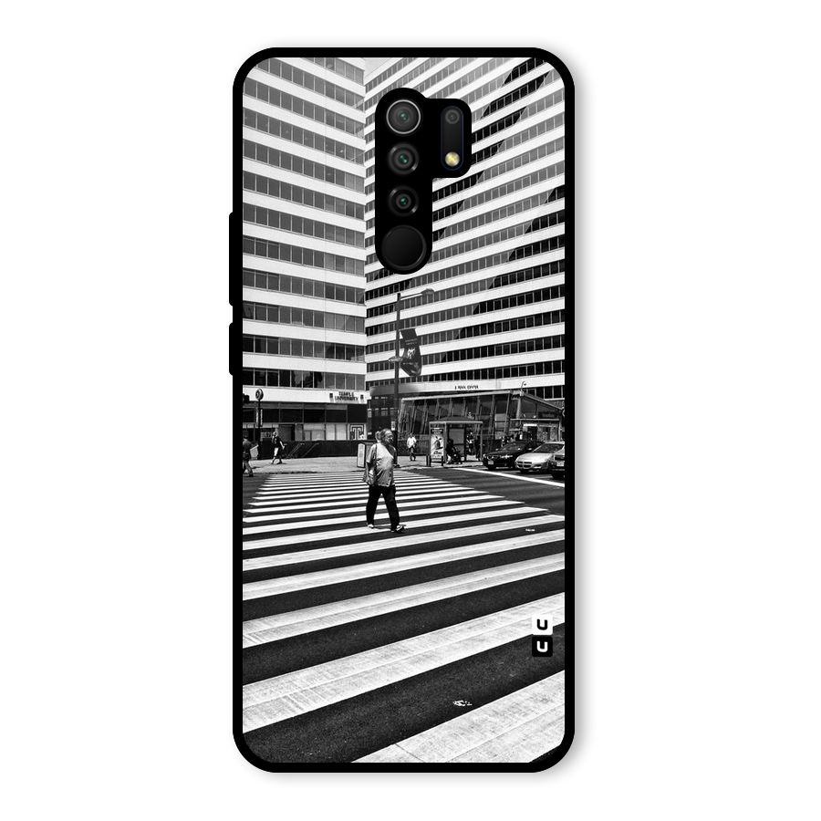 Black White Perspective Glass Back Case for Redmi 9 Prime