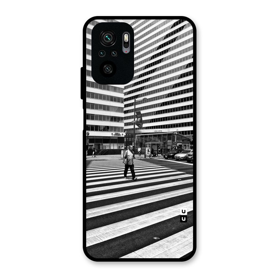 Black White Perspective Glass Back Case for Redmi Note 10S