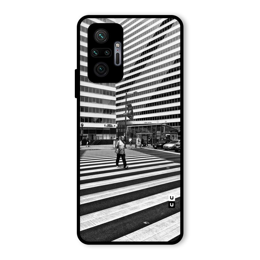 Black White Perspective Glass Back Case for Redmi Note 10 Pro