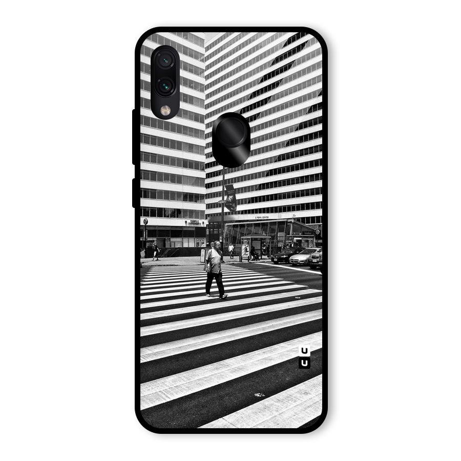 Black White Perspective Glass Back Case for Redmi Note 7