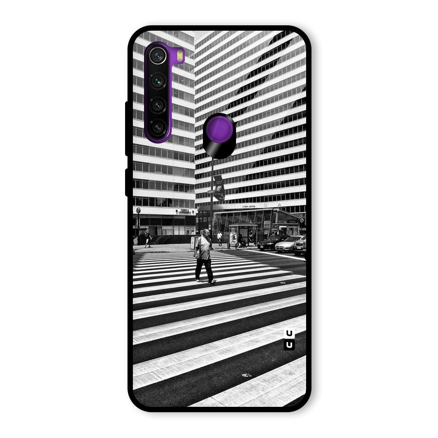 Black White Perspective Glass Back Case for Redmi Note 8