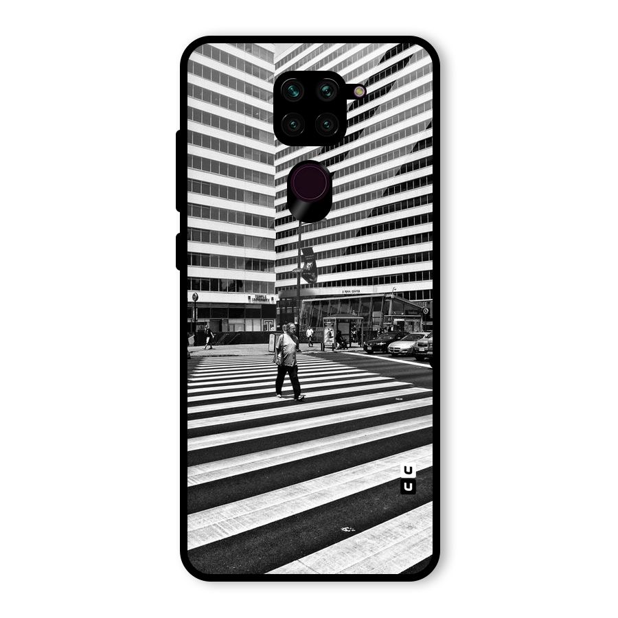 Black White Perspective Glass Back Case for Redmi Note 9