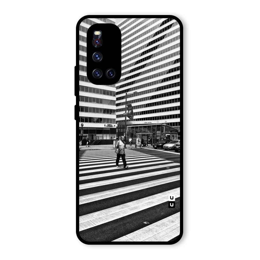 Black White Perspective Glass Back Case for Vivo V19