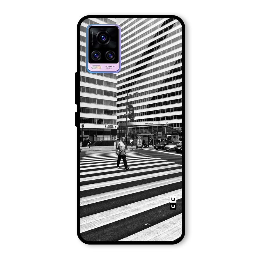 Black White Perspective Glass Back Case for Vivo V20 Pro