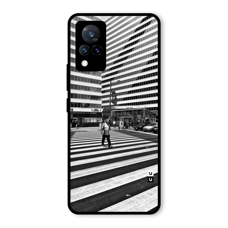 Black White Perspective Glass Back Case for Vivo V21 5G